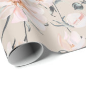 Papier Cadeau Jardin d'aquarelle de pivoine rose (Coin rond)