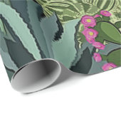 Papier Cadeau Jardin de cactus la nuit (Coin rond)