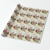 Papier Cadeau Jardin de chatons adorables Pot de fleurs rouge (Déroulé)