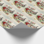 Papier Cadeau Jardin de chatons adorables Pot de fleurs rouge (Coin)
