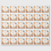 Papier Cadeau Jardin de Fée Magique Orange - Anniversaire (Plat)