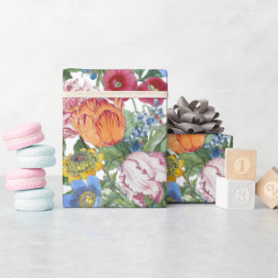 Papier Cadeau Jardin de fleurs de printemps Tulipes Pivoine