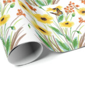 Papier Cadeau Jardin de fleurs papillon (Coin rond)