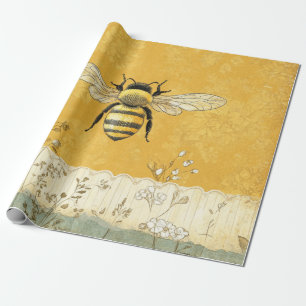 Papier Cadeau Jardin de fleurs sauvages à miel vintage (3)