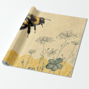 Papier Cadeau Jardin de fleurs sauvages à miel vintage (8)