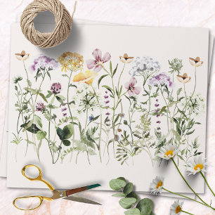 Papier Cadeau Jardin de fleurs sauvages coloré à l'aquarelle