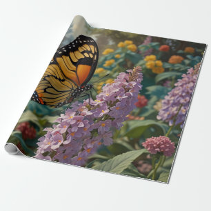 Papier Cadeau Jardin de fleurs sauvages pastel élégant avec papi
