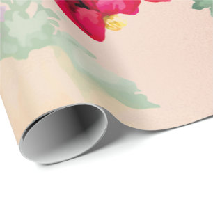 Papier Cadeau Jardin de la Monnaie Florale Or rose vert tonnerre