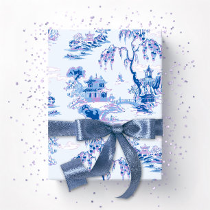 Papier Cadeau Jardin de la Pagode en bleu et violet