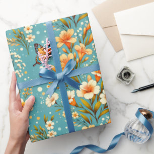 Papier Cadeau Jardin de Lys Doré