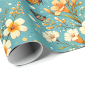 Papier Cadeau Jardin de Lys Doré (Coin rond)