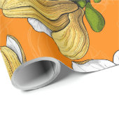 Papier Cadeau Jardin de Magnolia en jaune (Coin rond)