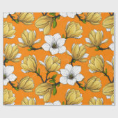 Papier Cadeau Jardin de Magnolia en jaune (Plat)
