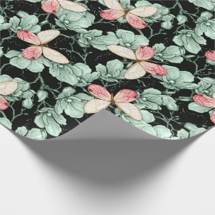 Papier Cadeau Jardin de papillons enchanté - Aquarelle florale s