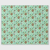 Papier Cadeau Jardin de Pâques vert motif floral chrétien (Plat)