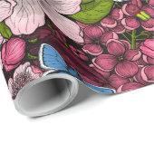 Papier Cadeau Jardin de printemps 2 (Coin rond)