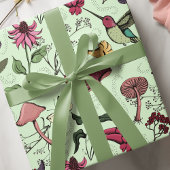 Papier Cadeau Jardin de printemps enchanté Colibri floral