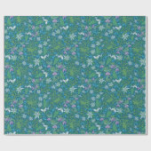 Papier Cadeau Jardin de printemps Fête des Mères Bleu pourpre bl (Plat)
