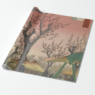 Papier Cadeau Jardin de prune fleuri d'arbre japonais