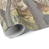 Papier Cadeau Jardin de prune fleuri d'arbre japonais (Coin rond)