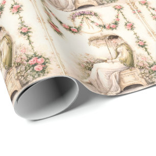 Papier Cadeau Jardin de roses de la Régence Lectrice
