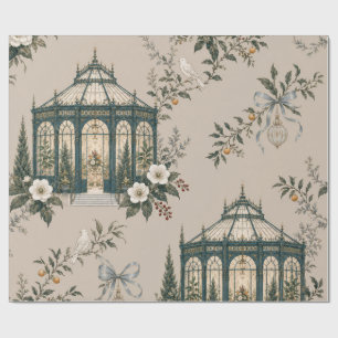 Papier Cadeau Jardin de verre Champagne Blush Emballage de Noël