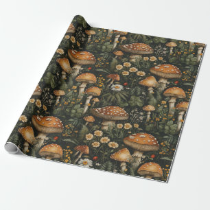 Papier Cadeau Jardin des champignons vintages Motif sans couture