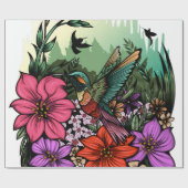 Papier Cadeau Jardin des colibris (Plat)