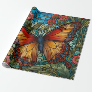 Papier Cadeau Jardin élégant de papillons en verre teinté