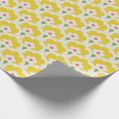 Papier Cadeau Jardin Fleur Jaune Retro Motif (Coin)