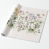 Papier Cadeau Jardin Fleur sauvage couleur aquarelle (Déroulé)
