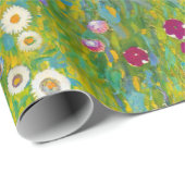 Papier Cadeau Jardin fleuri Gustav Klimt Bauerngarten Art (Coin rond)