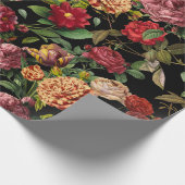 Papier Cadeau Jardin fleuri vintage nuit motif (Coin)