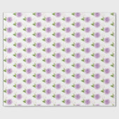 Papier Cadeau Jardin Fleurs d'aquarelle violette (Plat)