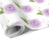Papier Cadeau Jardin Fleurs d'aquarelle violette (Coin rond)