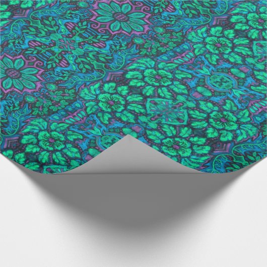 Papier Cadeau Jardin Fleurs magiques Bohème Arabesque Mint Green (Coin)