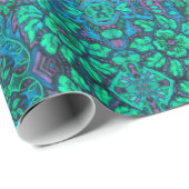 Papier Cadeau Jardin Fleurs magiques Bohème Arabesque Mint Green (Coin rond)
