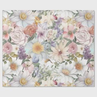 Papier Cadeau Jardin Floral Aquarelle