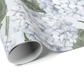 Papier Cadeau Jardin Floral d'Hydrangea Bleue (Coin rond)