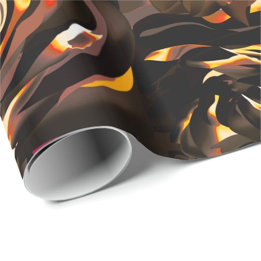 Papier Cadeau Jardin foncé Automne Fleurs vives Automne Mariage (Coin rond)