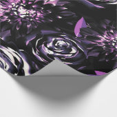 Papier Cadeau Jardin foncé Vis mauve Fleurs Mariage (Coin)