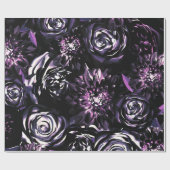 Papier Cadeau Jardin foncé Vis mauve Fleurs Mariage (Plat)