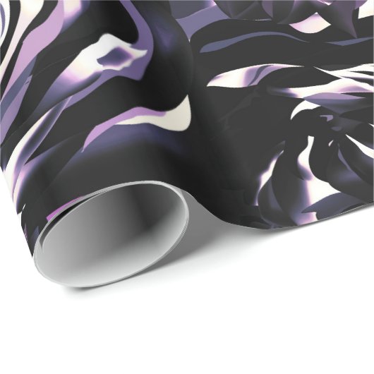 Papier Cadeau Jardin foncé Vis mauve Fleurs Mariage (Coin rond)