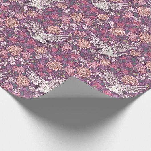 Papier Cadeau Jardin printanier Fête des mères Grue asiatique Ch (Coin)