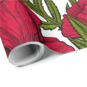 Papier Cadeau Jardin Red Poppy 2 (Coin rond)