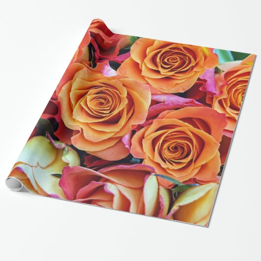 Papier Cadeau Jardin Rose Abstrait Élégant Floral (Déroulé)