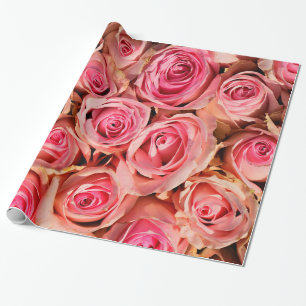 Papier Cadeau Jardin Rose Abstrait Élégant Floral