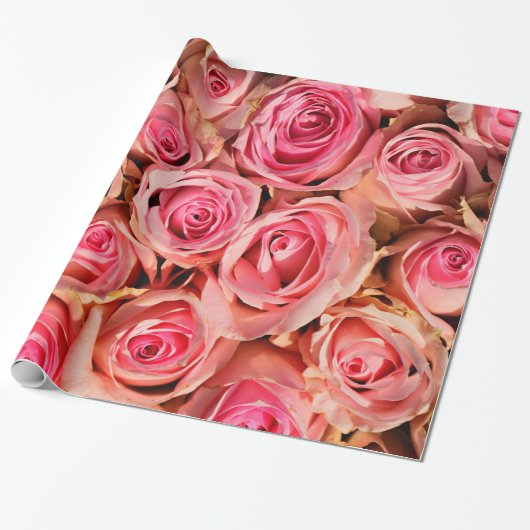 Papier Cadeau Jardin Rose Abstrait Élégant Floral (Déroulé)