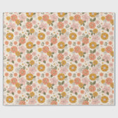 Papier Cadeau Jardin rose et orange Motif (Plat)