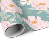 Papier Cadeau Jardin sarcelle rose (Coin rond)